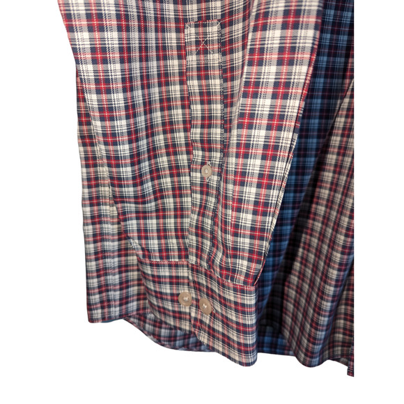 Duluth Trading Co. Mens XL Red White Plaid Shirt Trim Fit Collar Long Sleeves - Picture 12 of 12